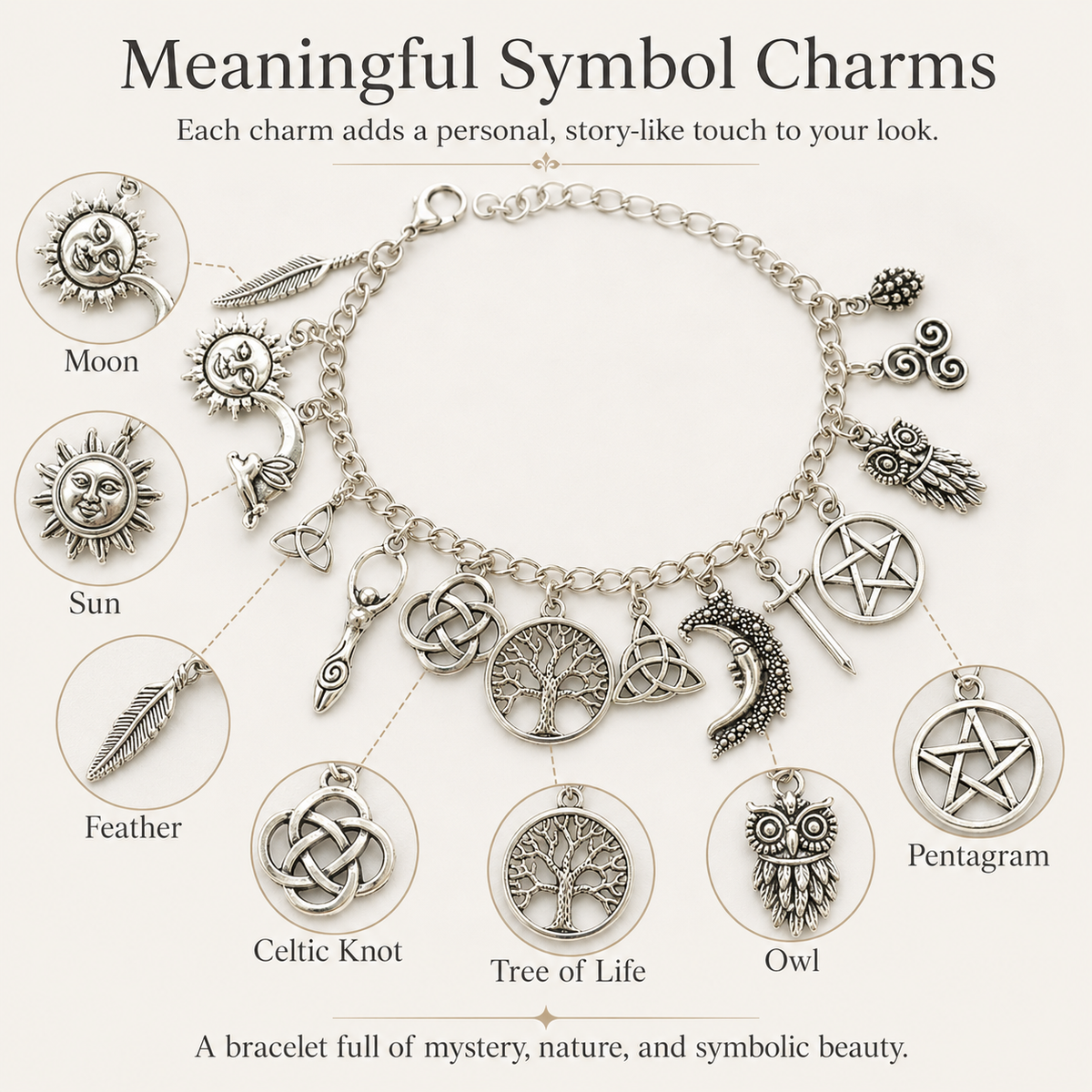 🔥 Limited Time 50% OFF ✨ Vintage Witchy Charm Bracelet – Mystical Halloween Jewelry 🌙