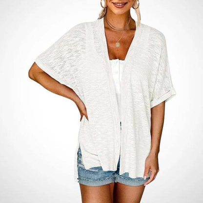 Womens Lightweight Cardigan 2026 Summer Short Sleeve Open Front Beach Coverup Vacation Outdoorfun Knitwear Comfort Casual Loose Minimalist Basic Knitting Batwing Shortsleeve Tops Womenswear