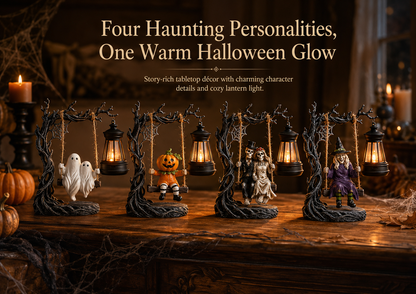 🎃  Light-Up Halloween Swing Figurine | 4 Spooky Characters & Warm Lantern Glow 👻✨