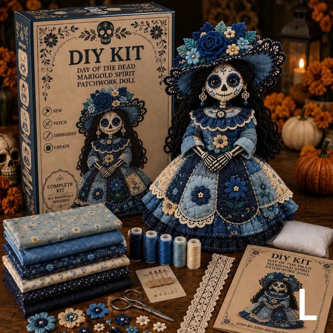 🖤 DIY Day of the Dead Patchwork Doll Kit