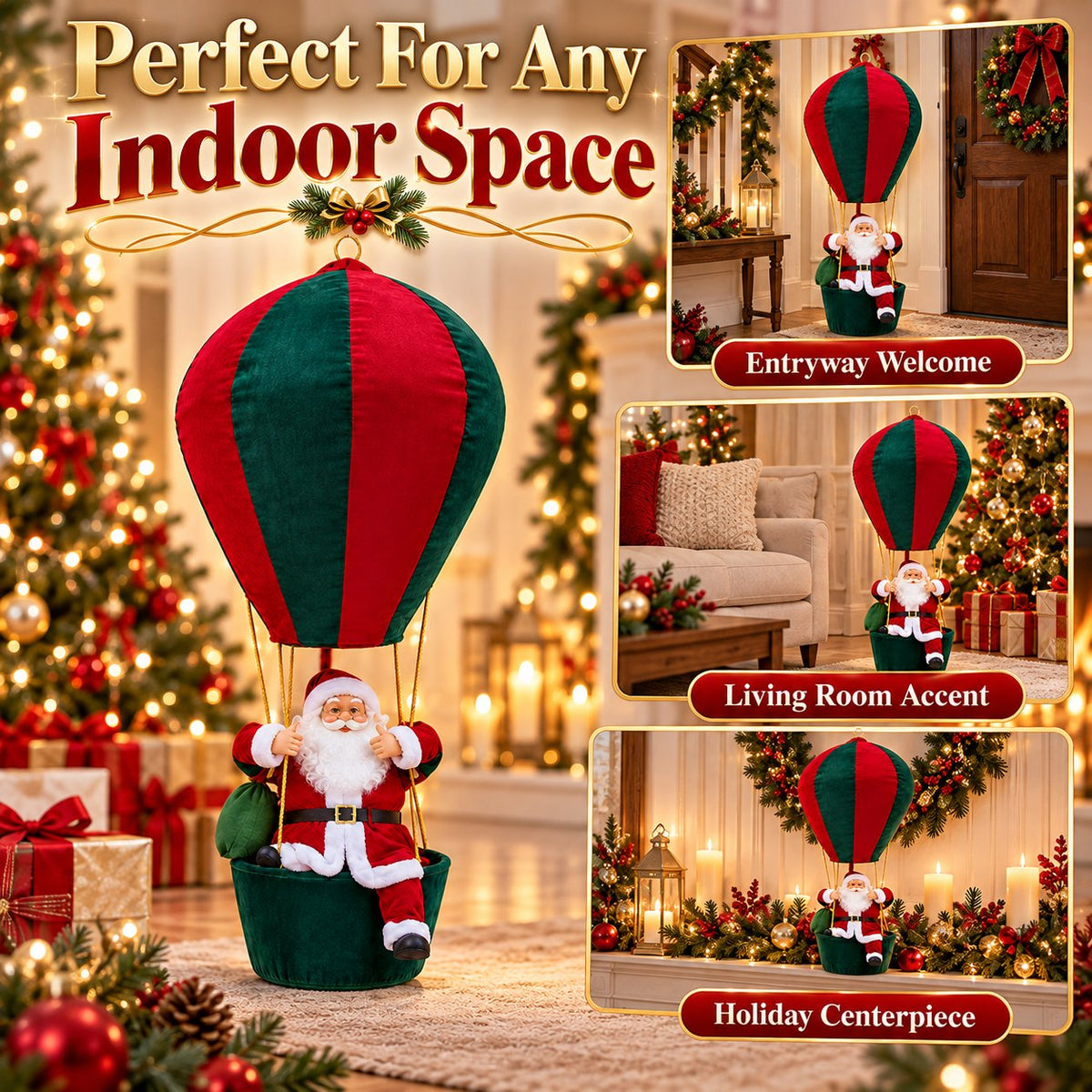 🎅 Lighted Musical Hanging Santa | Collapsible Christmas Décor