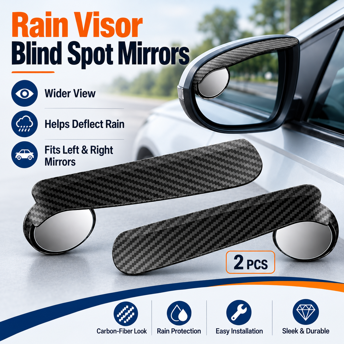 2-Pack Blind Spot Mirrors – 360° Adjustable Wide-Angle Rearview Safety Mirrors