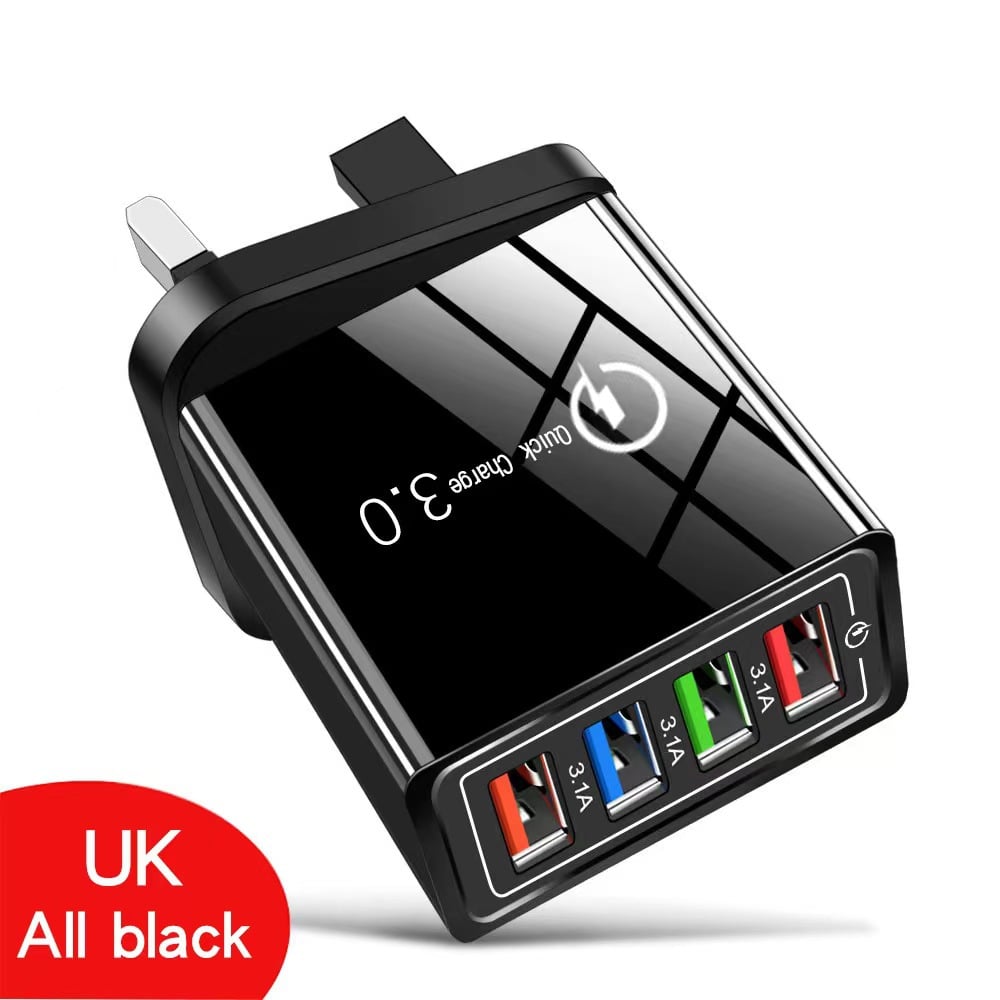 ⚡🔥 Buy 1 Get 1 FREE🔥 Smart 4-Port USB Charger | Quick Charge 3.0 with Intelligent Power Management