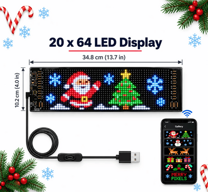 Christmas LED Pixel Window Display | App Controlled Animated Holiday Light for Car & Home Decor