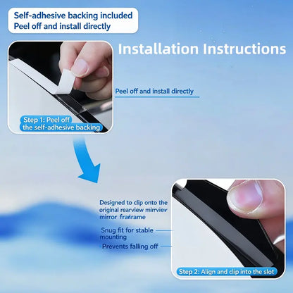🎁2-in-1 Rearview Mirror Rain Visor with 360° Blind Spot Mirror