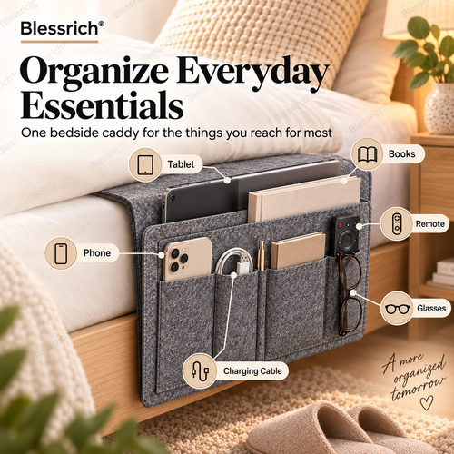 ⏰🔥LIMITED TIME OFFER: 49% OFF!💞Bedside organiser – Smart storage without a bedside table