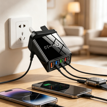 ⚡🔥 Buy 1 Get 1 FREE🔥 Smart 4-Port USB Charger | Quick Charge 3.0 with Intelligent Power Management