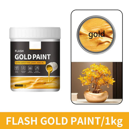 💐Water-Based Flash Gold Paint – Versatile for Canvas, Wood & Ceramic 🎨🖌️