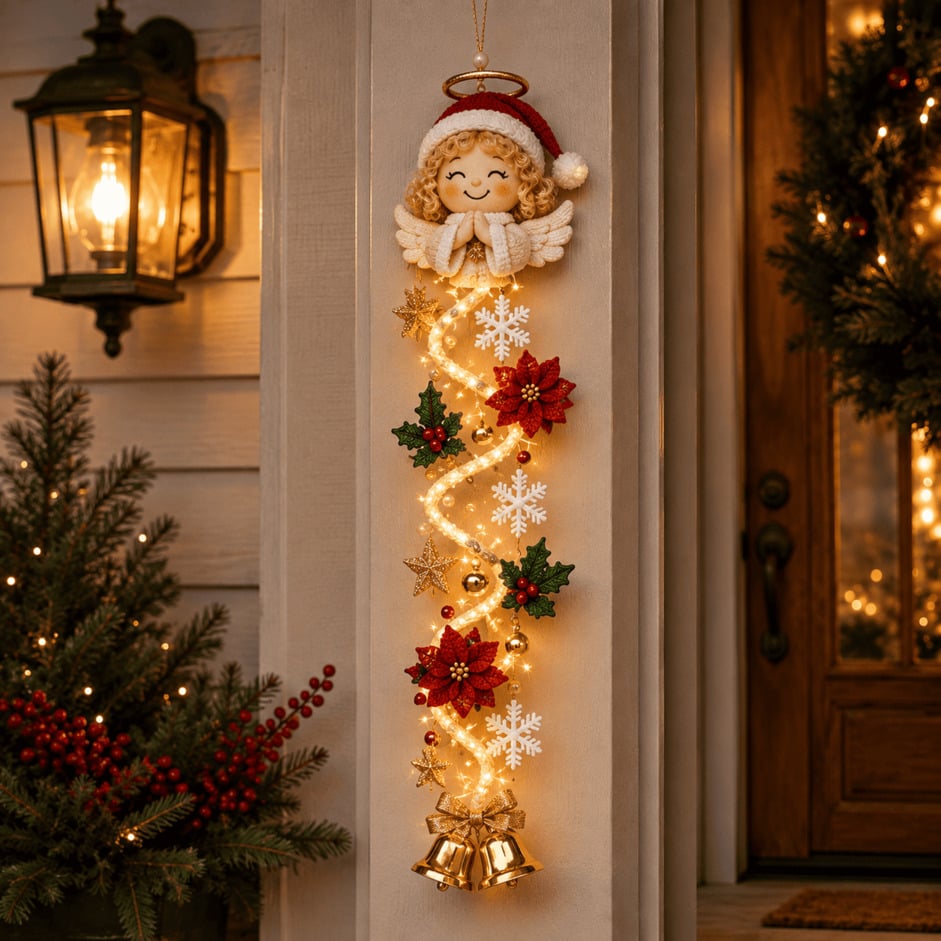 ⏳Last day: 49% off – 🎄 MerryCascade Light-Up Christmas Door Hanger | 6 festive light designs, warm glow, 3D details & space-saving vertical decoration ✨