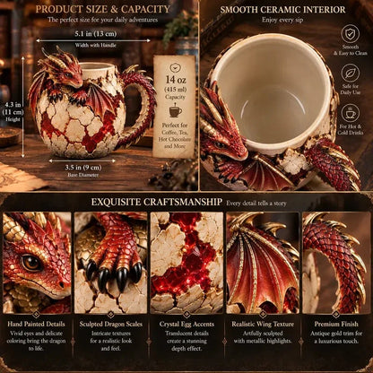 🐉🥚Dragon Egg Fantasy Sculpted Mug | 14oz Resin Coffee Cup for Dragon Lovers