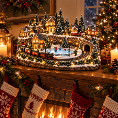 🔥 LAST DAY 57% OFF 🔥 Animated Holiday Train & Ice Rink Scene ✨
