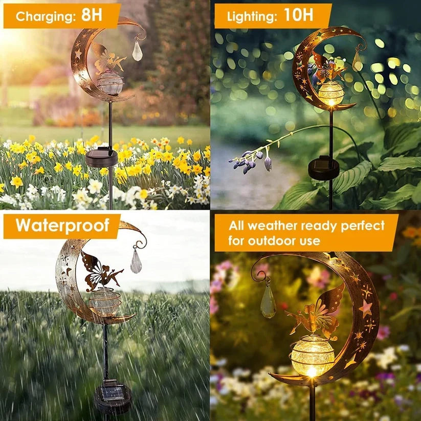 🌙✨ Charming Fairy Moon Solar Garden Stake Light