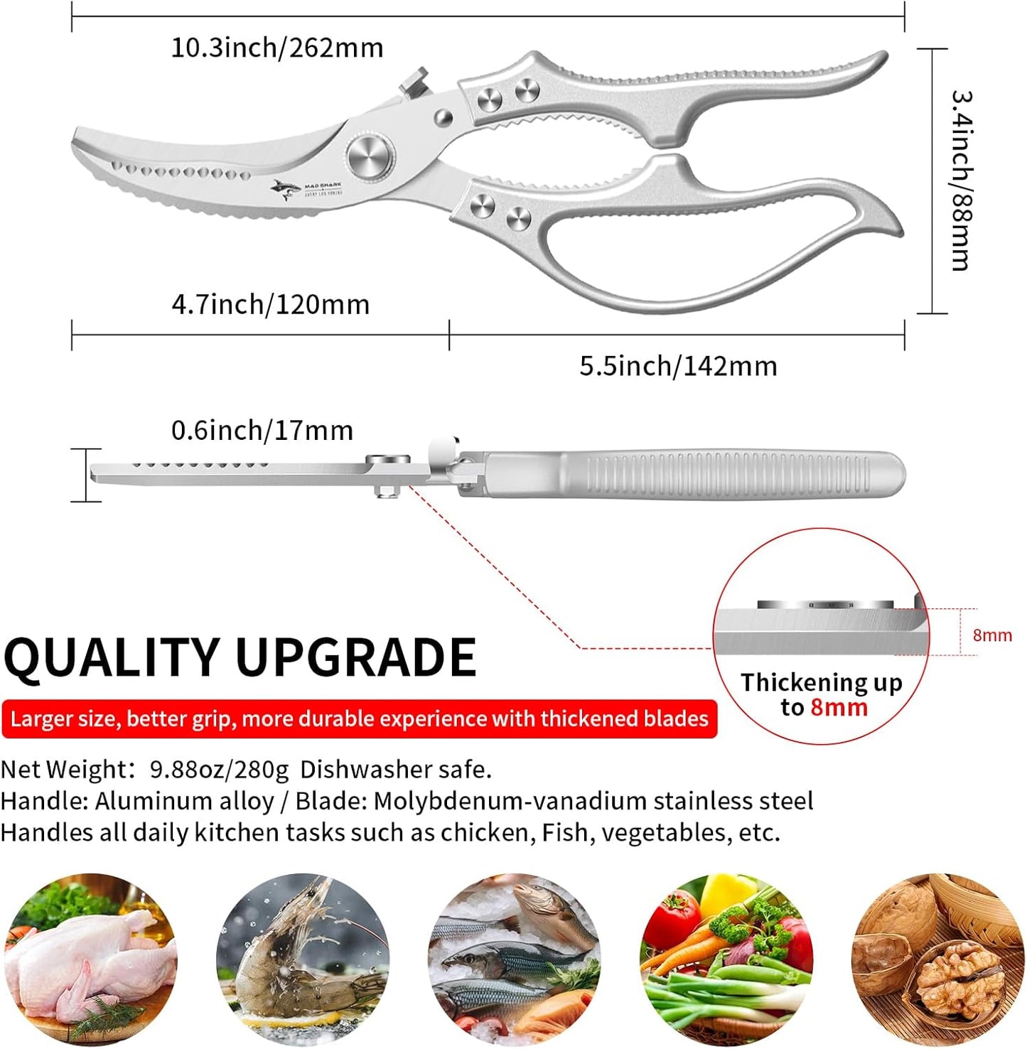 ⚡FLASH SALE 50%💥Heavy-Duty Kitchen Shears🔪 Cut, Scale & Open Easily