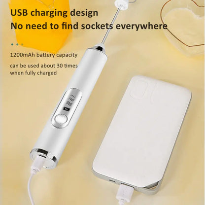 ⚡ Super Powerful Torque — Rechargeable Milk Frother Wand ☕3-Speed Handheld Foam Maker for Coffee, Matcha & Protein Shakes
