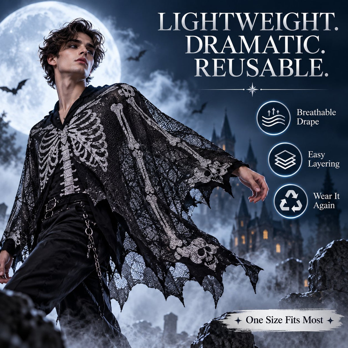 Women's Dark Magic Cosplay Cape - Safe & Machine Washable 🦇