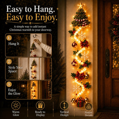⏳Last day: 49% off – 🎄 MerryCascade Light-Up Christmas Door Hanger | 6 festive light designs, warm glow, 3D details & space-saving vertical decoration ✨