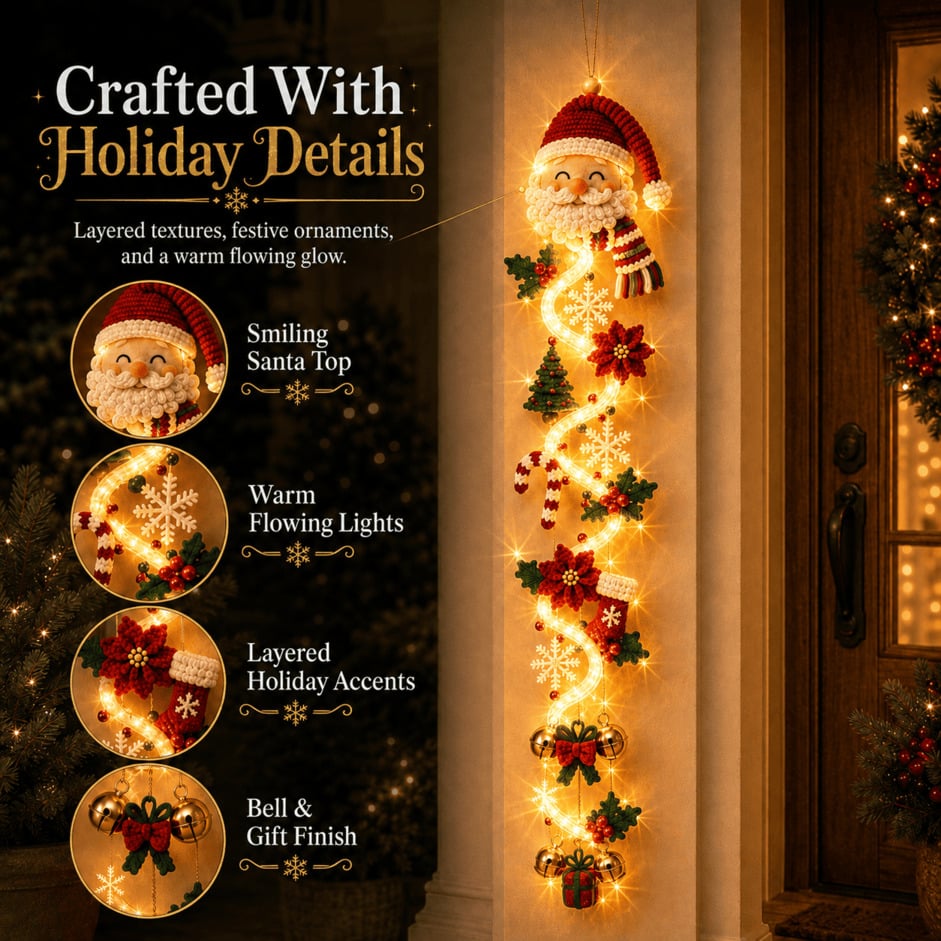 ⏳Last day: 49% off – 🎄 MerryCascade Light-Up Christmas Door Hanger | 6 festive light designs, warm glow, 3D details & space-saving vertical decoration ✨