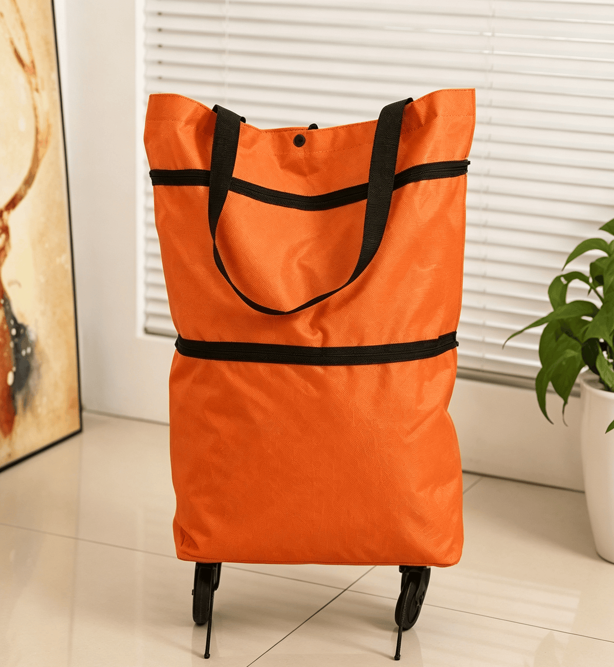 🌱✨ Limited Time 46% OFF✨ Collapsible Rolling Shopping Bag, Portable Foldable Wheeled Grocery Tote Bag Reusable Handbag For Supermarket Market Travel