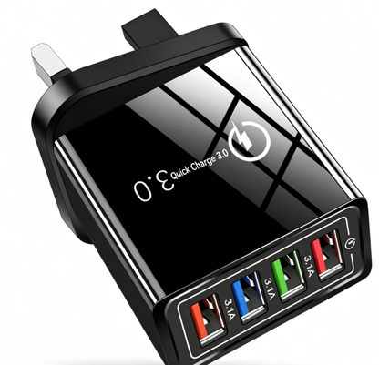 ⚡🔥 Buy 1 Get 1 FREE🔥 Smart 4-Port USB Charger | Quick Charge 3.0 with Intelligent Power Management
