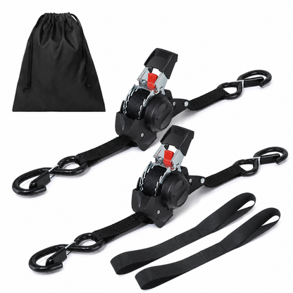 🔥😍⏰Limited Stock 60% OFF 🚜 Dual-End Retractable Tie-Down Ratcheting Straps, Large Locking S Hooks for Motorcycle, ATV, Truck
