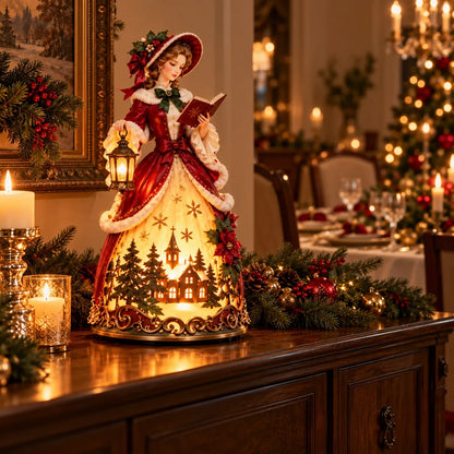 🎄 Victorian Christmas Caroler Tabletop Lamp – Festive Holiday Decor