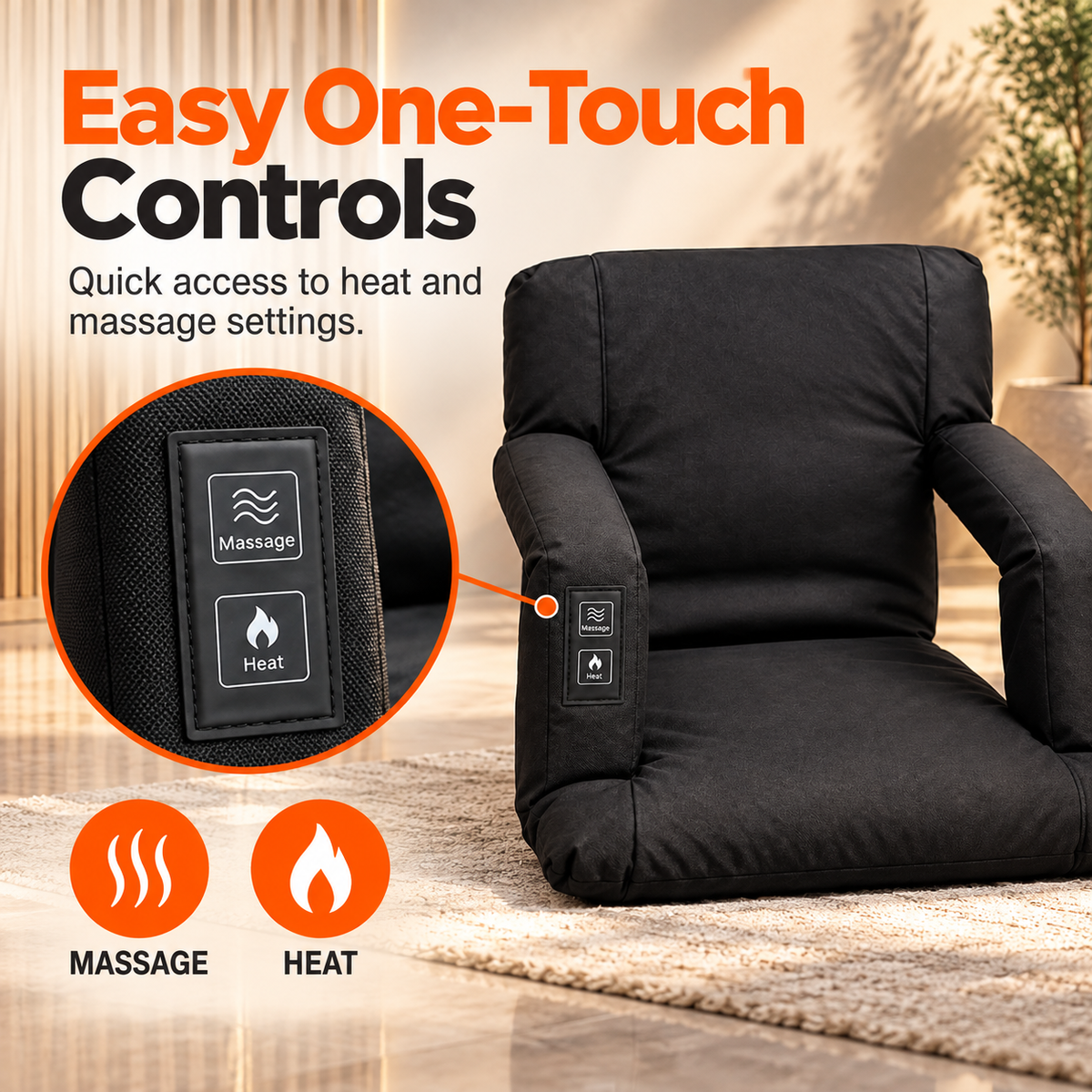 🔥 Heated Massage Floor Chair | Foldable Portable Lounge Seat