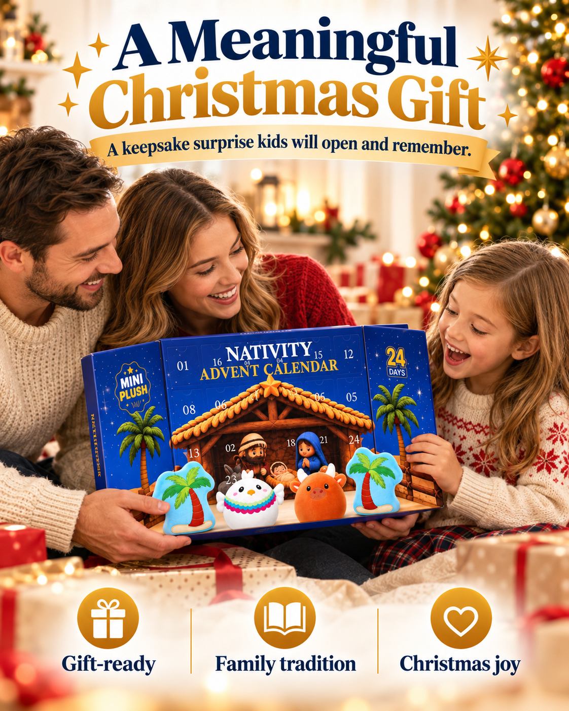 ✨ 24 Days of Nativity Surprises – Plush Christmas Advent Calendar & Heartwarming Gift for Kids 🎁