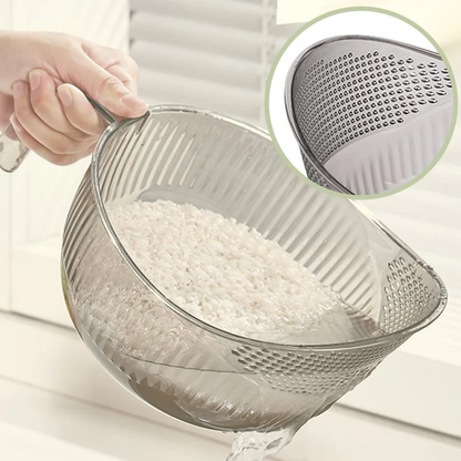 🥗 Multi-Purpose Rice Washing & Strainer Bowl | Wash Rice, Fruits & Vegetables