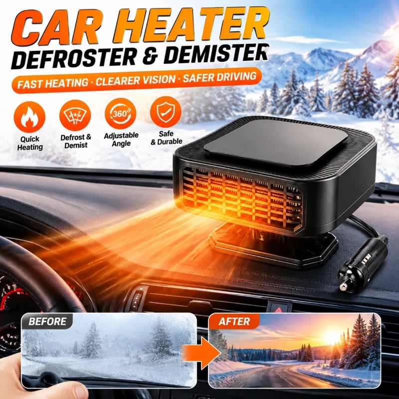 🔥HOT SALE🔥Portable Car Heater Defroster with 360-Degree Rotating Base