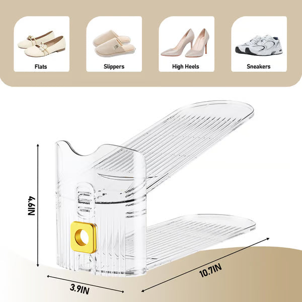 🔥 Adjustable Double-Layer Clear Shoe Slots Organizer