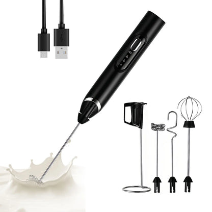 ⚡ Super Powerful Torque — Rechargeable Milk Frother Wand ☕3-Speed Handheld Foam Maker for Coffee, Matcha & Protein Shakes