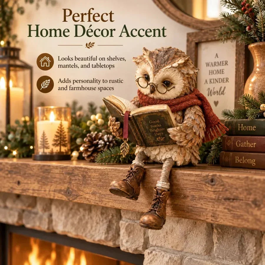 📚 Reading Owl Figurine – Charming Bookshelf Decor & Gift for Book Lovers 🎁