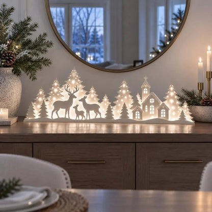 🦌❄️ Leuchtende Weihnachtsdeko fürs Fenster – Rentier & Dorf | 2-teiliges LED-Set ✨