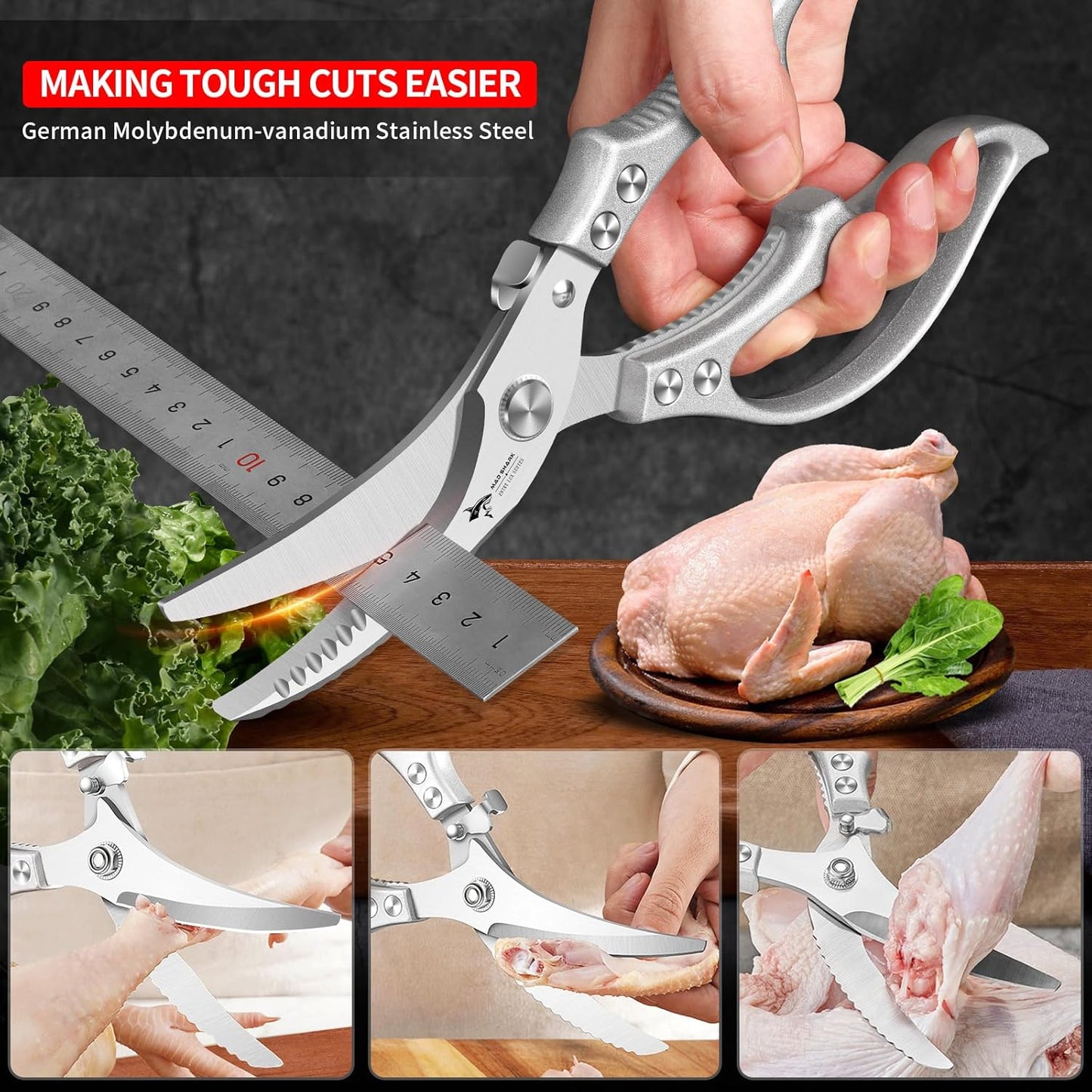 ⚡FLASH SALE 50%💥Heavy-Duty Kitchen Shears🔪 Cut, Scale & Open Easily