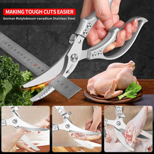 ⚡FLASH SALE 50%💥Heavy-Duty Kitchen Shears🔪 Cut, Scale & Open Easily