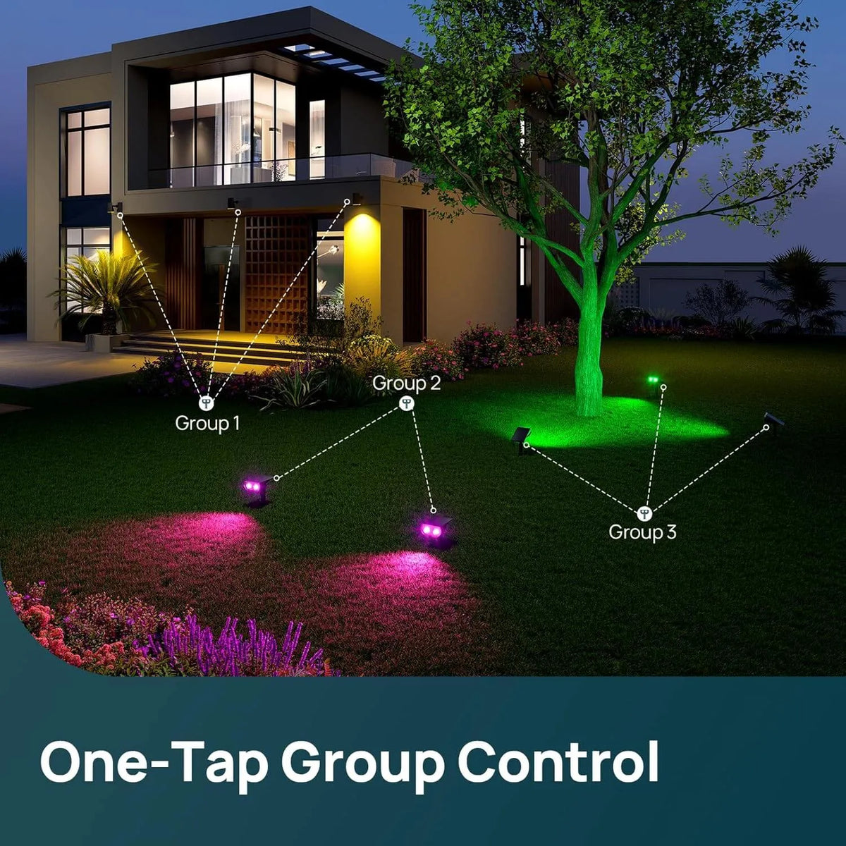 Linkind SL5C Smart Solar Spotlight - RGB & Tunable White Landscape Light