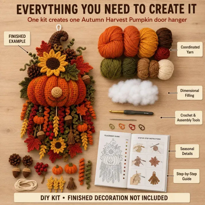 🔥LAST DAY 49% OFF - 🧶 DIY Seasonal 3D Crochet Door Hanger Kit Collection | Coordinated Yarn, Filling, Accessories & Step-by-Step Instructions Included 💕