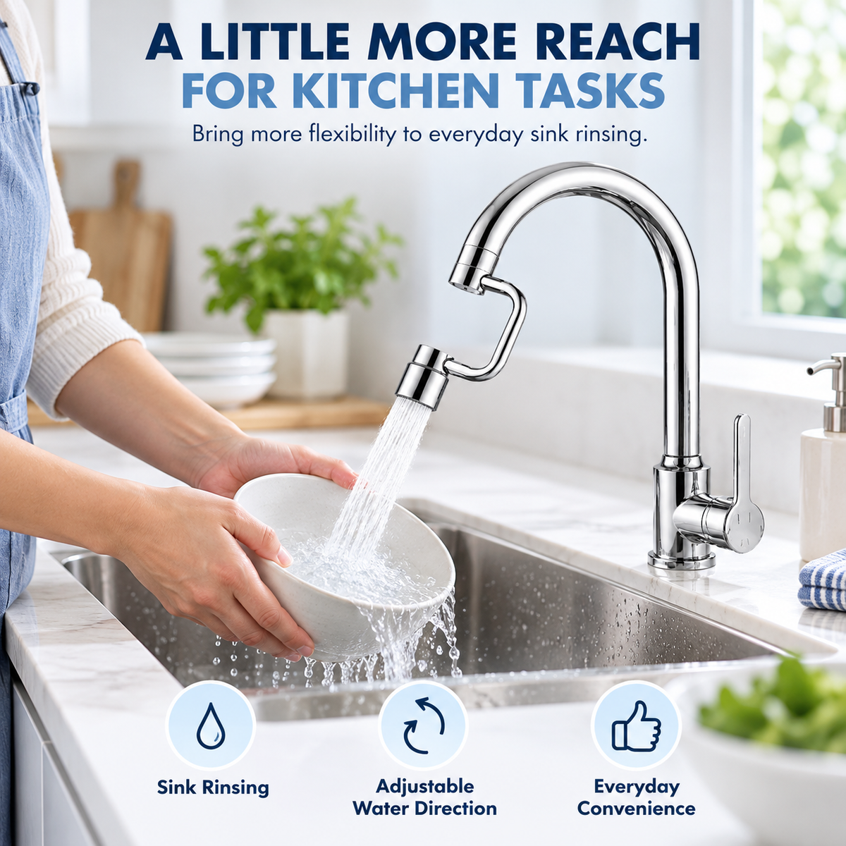 FlexiFlow – 1440° Rotatable Faucet Extender with Dual Spray Mode