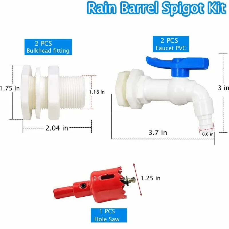 Rain Barrel Spigot Kit 💧 – Convenient Water Outlet Installation Set
