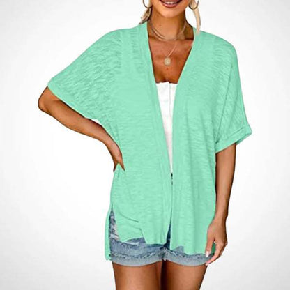 Womens Lightweight Cardigan 2026 Summer Short Sleeve Open Front Beach Coverup Vacation Outdoorfun Knitwear Comfort Casual Loose Minimalist Basic Knitting Batwing Shortsleeve Tops Womenswear