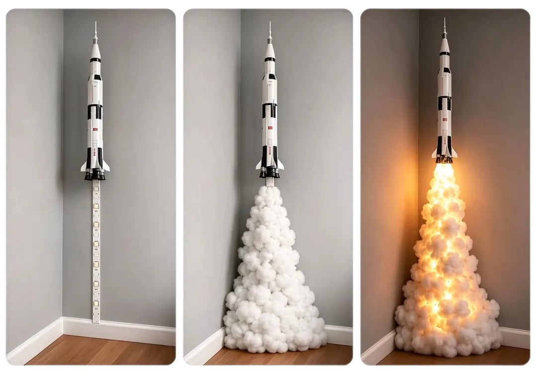 🚀 Rocket Launch Cloud LED Floor Lamp