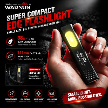 🔦 6-Mode Pocket EDC Flashlight — Magnetic Base, Side Light & USB-C Rechargeable