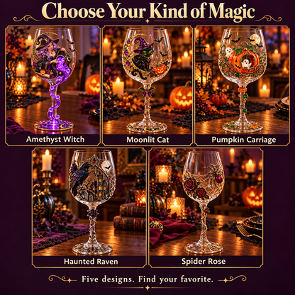 🎃 Halloween Decorative Wine Glass Collection | 5 Spooky Designs