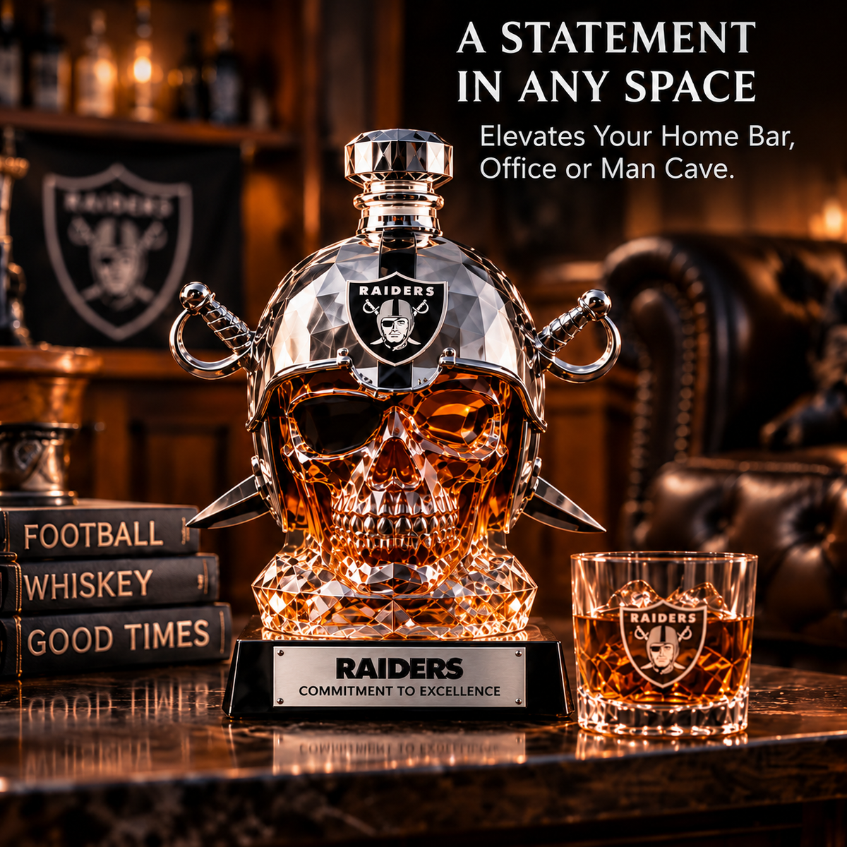 🔥 Limited-Time 49% OFF –🏈 Skull Helmet Decanter - Sculpted Glassware & Home Bar Display 🏆