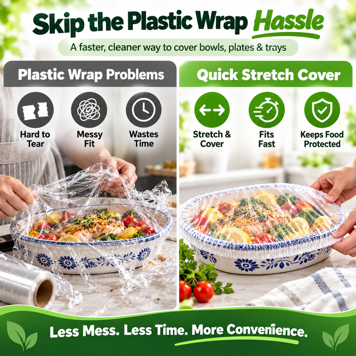 🥗 Elastic Food Storage Covers – Stretch Fresh-Keeping Bags for Bowls, Plates & Trays