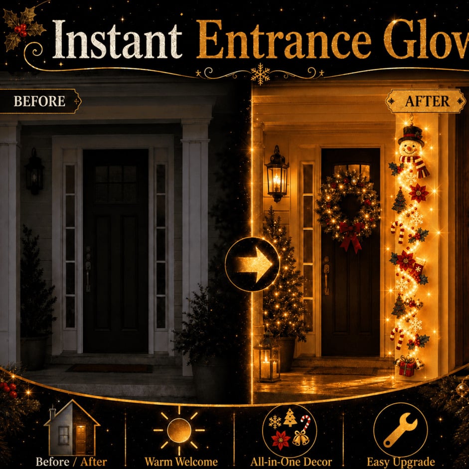 ⏳Last day: 49% off – 🎄 MerryCascade Light-Up Christmas Door Hanger | 6 festive light designs, warm glow, 3D details & space-saving vertical decoration ✨