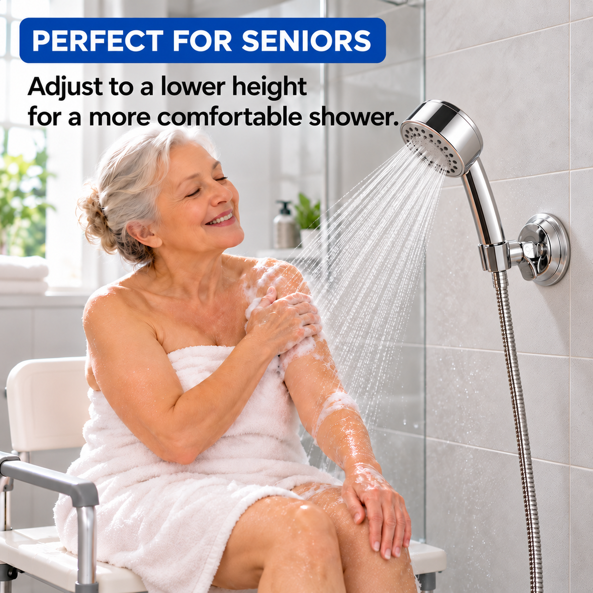 Adjustable Shower Head Holders Removable Suction Cup Shower Head Bracket No Drill Shower Head Bracket
