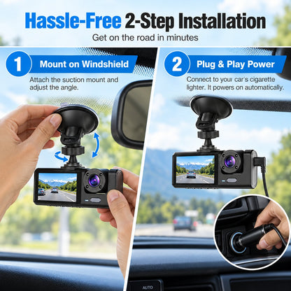 👀Upgraded 360° Protection Dash Cam 🚗 Triple-Lens 1080P Front・Cabin・Rear | WiFi Phone Link – Never Drive Blind Again! 🚗🛡️