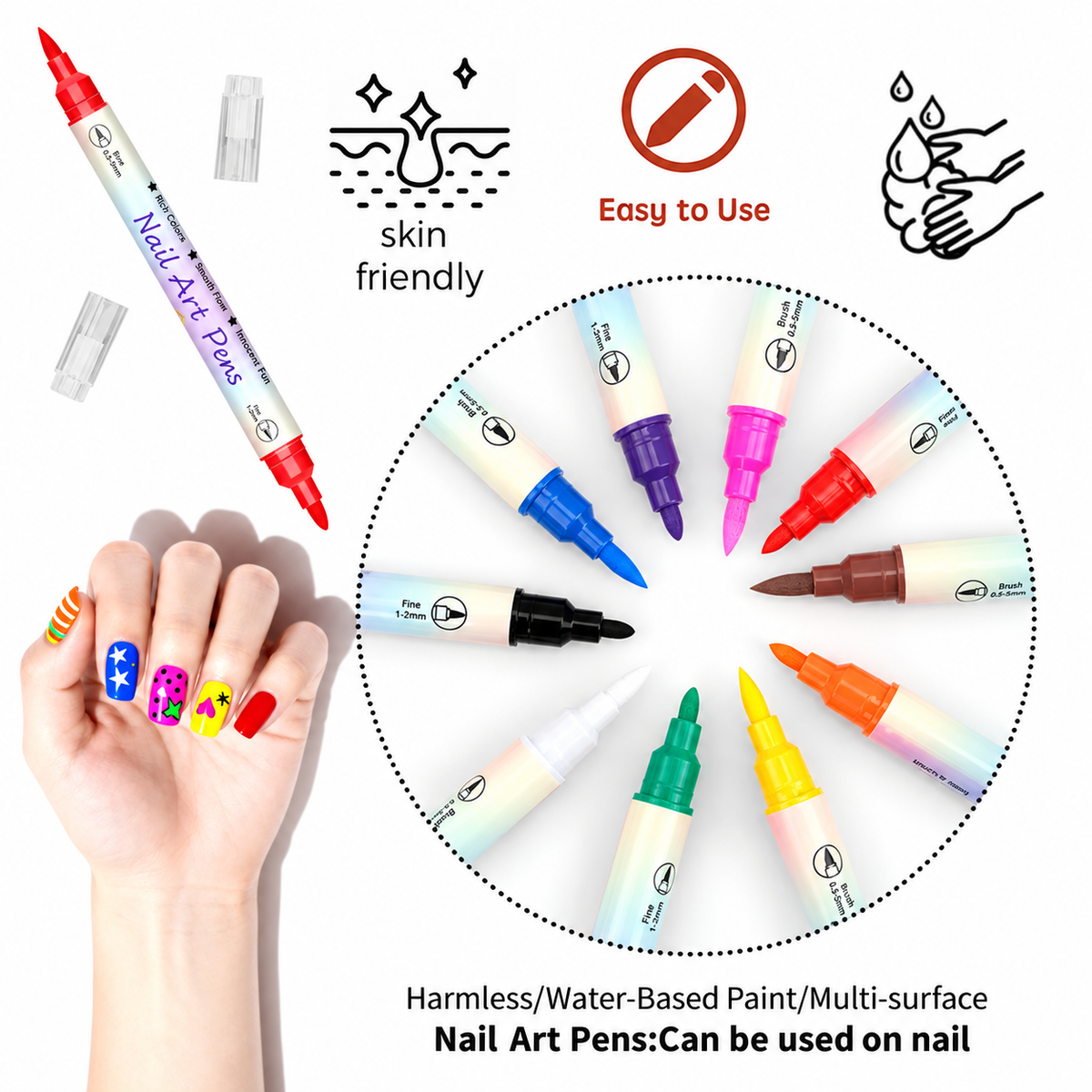 12/24 Colors Nail Art Pens – DIY 3D Markers for Drawing, Dotting & Manicure