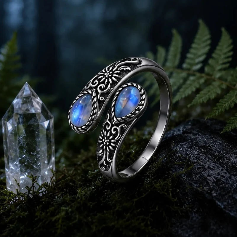 💍 Luminous Moonstone Adjustable Ring ✨